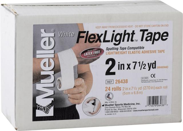 【24個セット販売】 Mueller（ミューラー） トレーニング・フィットネス サポーター・テープ・包帯 フレックスライトテープ 50mm チームパック ソフト伸縮 テーピング 〈はさみ不要・手で切れる〉 【ホワイト】 メンズ・レディース 男性用・女性用 26438 白 {SK}