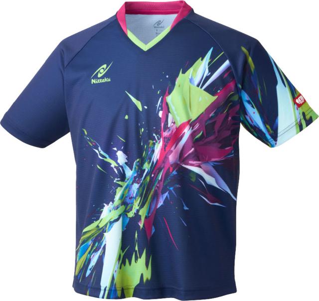 Nittaku （ニッタク） 卓球 ゲームシャツ・パンツ ブライトバーストシャツ 【ネイビー】 NW-2218 02 ゲームシャツ ウェア Tシャツ トップス メンズ・レディース 男性用・女性用 ジュニア・キッズ 子供用 紺 2025 {NP}