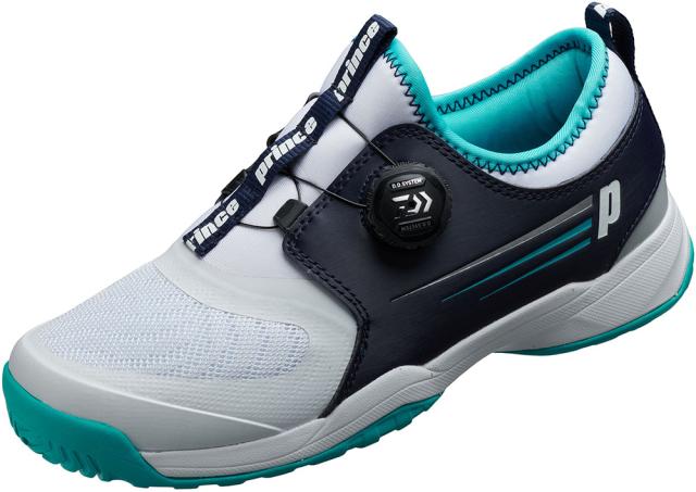 prince (プリンス) テニス・バドミントン 靴・シューズ ジュニアオールコート用ダイヤルシューズ 部活 トレーニング 練習 日本ソフトテニス連盟公認商品  ジュニア・キッズ 子供用 【ホワイト/エメラルドグリーン】 白 緑 DPS253 {SK}