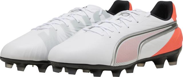 PUMA （プーマ） サッカー スパイク キング マッチ ワイド HG/AG 【プーマホワイト/プーマシルバー/グローイングレッド/プーマブラック】 108833 01 スパイク固定 シューズ メンズ・レディース 男性用・女性用 ホワイト 白 銀 赤 黒 20Q1 {SK}