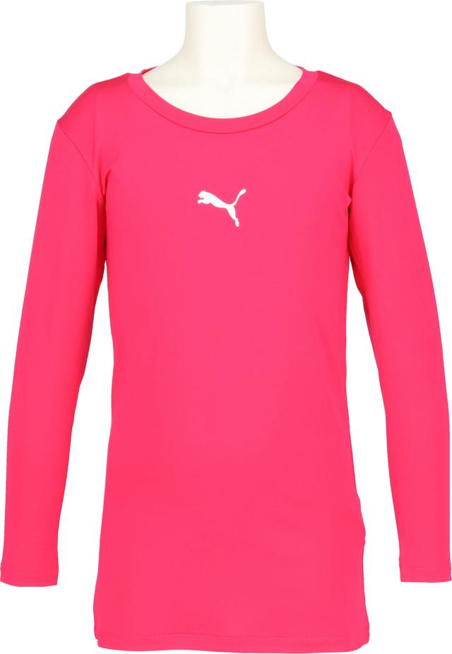 PUMA （プーマ） サッカー Tシャツ コンプレッション ジュニア クルーネック LS シャツ 【ピンク】 660769 11 ロングT ...