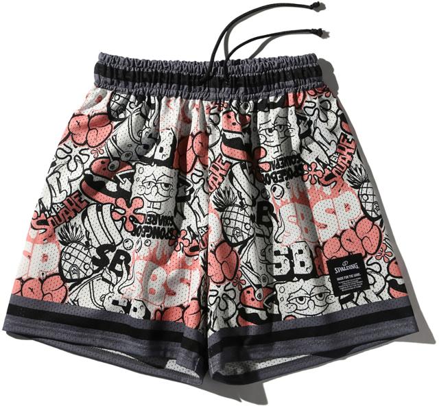 SPALDING （スポルディング） バスケットボール ゲームシャツ・パンツ ジャージーショーツ スポンジ・ボブ グラフィティ 【ピンク】 SMP25156S 6200 プラクティスパンツ ショートパンツ メンズ・レディース 男性用・女性用 スポルディング・ジャパン ピンク 桃 25FW {NP}