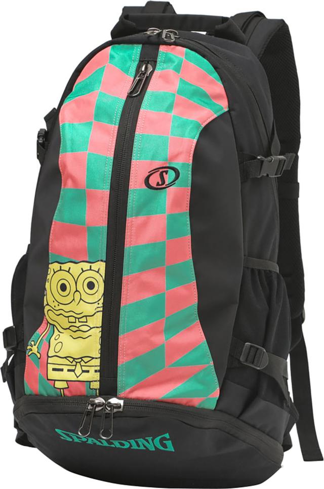 SPALDING （スポルディング） バスケットボール バッグ ケイジャー スポンジ・ボブ チェッカーフラッグ 【ピンク×ミントグリーン】 40-007SBC バックパック バスケットバッグ ユニセックス 男女兼用 桃/緑 25SS {SK}