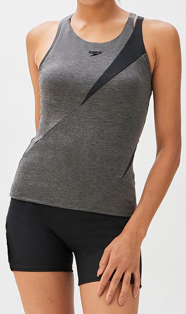 Speedo （スピード） 水泳 水着 Diagona Separates 【ブラックミックス】 SFW22215 KX 水着レディースフィットネス レディース水着 レディース 女性用 グレー 灰 黒 24S1 {SK}