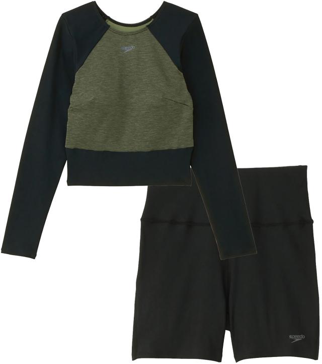 Speedo （スピード） 水泳 水着 minimUm L/S 【カーキミックス】 SFW22450 XH 水着レディース その他 水着 レディース 女性用 ブラック 緑 24FW {SK}