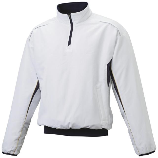 SSK （エスエスケイ） 野球 ウェア 蓄熱ハーフZIP長袖中綿プレジャン 【ホワイト×ネイビー】 BWP2400 1070 グランドコート ベースボール ユニセックス 男性用・女性用 白 2025AW {SK}