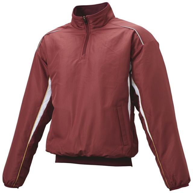 SSK （エスエスケイ） 野球 ウェア 蓄熱ハーフZIP長袖中綿プレジャン 【エンジ×ホワイト】 BWP2400 2210 グランドコート ベースボール ユニセックス 男性用・女性用 赤 2025AW {SK}