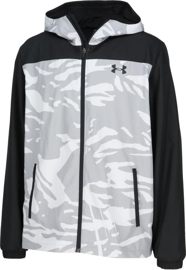 UNDER ARMOUR （アンダーアーマー） 野球＆ソフトボール トレーニングウェア UA TRICOT WOVEN FULL-ZIP HOODED JACKET 【スチール】 6007972 035 トレーニングシャツ ジャケット メンズ 男性用 黒 株式会社ドーム 25FW {NP} ≪TEAM≫