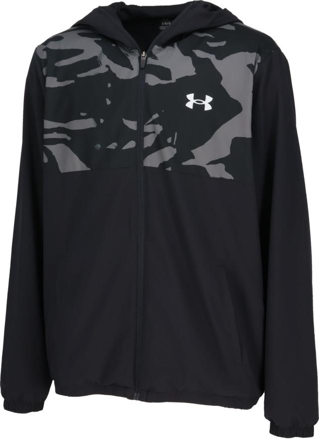 UNDER ARMOUR （アンダーアーマー） 野球＆ソフトボール トレーニングウェア UA WOVEN FULL-ZIP HOODED JACKET 【ブラック】 6007975 001 トレーニングシャツ ジャケット メンズ 男性用 黒 株式会社ドーム 25FW {NP} ≪TEAM≫