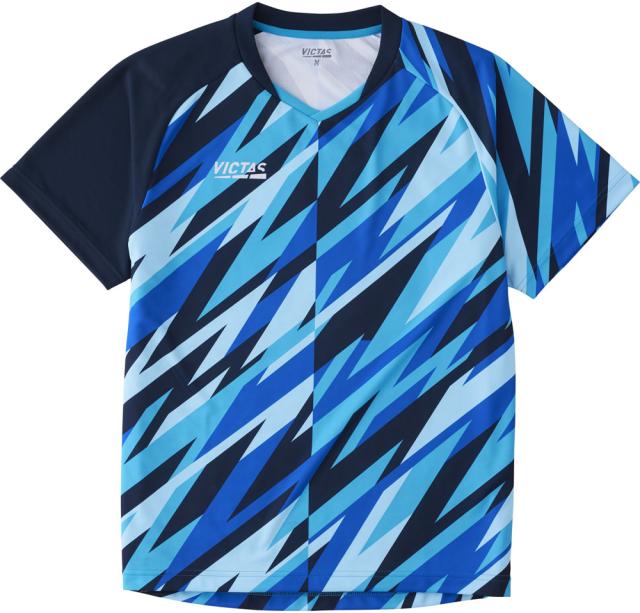 VICTAS （ヴィクタス） 卓球 ゲームシャツ・パンツ フラグメント ゲームシャツ 【ブルー】 612311 5000 ゲームウェア ゲームシャツ メンズ・レディース 男性用・女性用 青 23FW {NP}