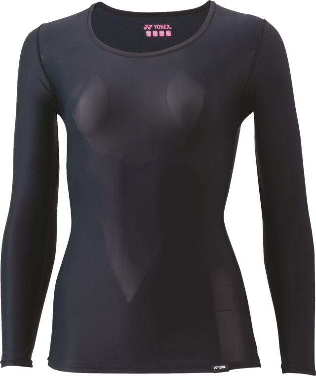 YONEX （ヨネックス） ボディーケア ゲームシャツ・パンツ ウィメンズUネック長袖シャツ 【ブラック】 STBA1513 007 ストレッチシャツ 機能インナー レディース 女性用 ブラック 黒 24SS {NP}