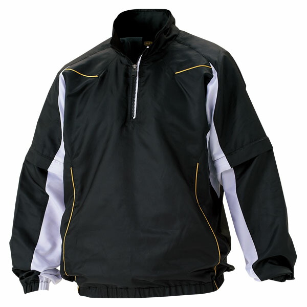 ZETT（ゼット） 野球　ソフトボール ウインドウェア ジャージ ジャケット 2WAYハーフジップジャンパー 長袖／半袖切り替え式 メンズ・レディース・ユニセックス　大人用 【ブラック／ホワイト】 BOV515 1911 16SS {SK}