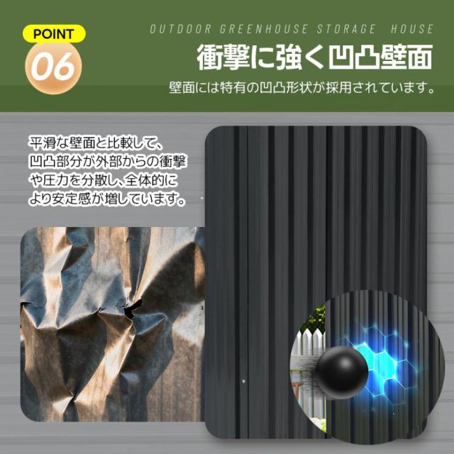 「クーポン配布中」【温室付き】「W180*D121*H180cm」物置き 屋外物置倉庫 戸外収納庫 大型物置き 収納庫 屋外物置 防さび ベランダ 防水/耐侯 収納可能 ガーデン/庭/田畑/農場 頑丈 床なし 大容量 スチール 屋外収納 ロック付き ガーデニング 庭 スチール_11