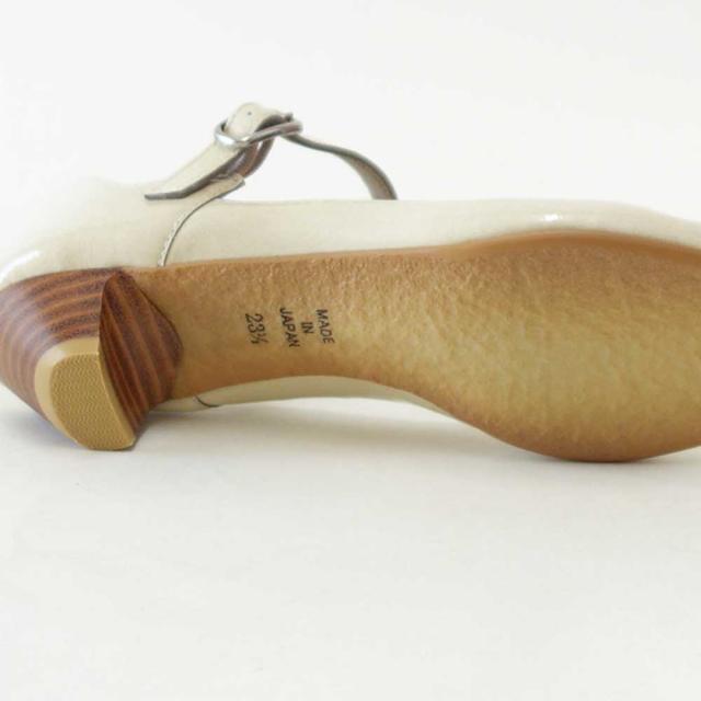 RABOKIGOSHI works（ラボキゴシ ワークス） 12683 ライトベージュエナメル ストラップローヒールパンプス 天然皮革 3.5cmヒール ポインテッドトゥ「靴」_5