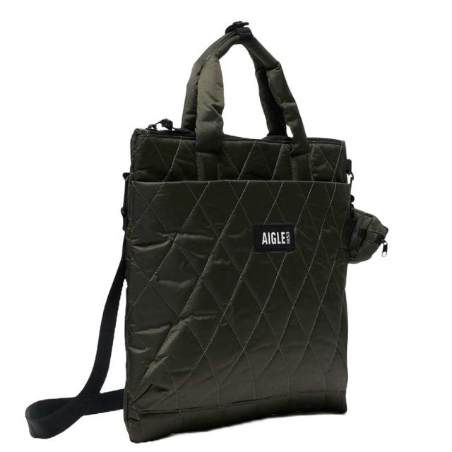 エーグル AIGLE ZNHBN13 キルティング 2wayショルダーバッグ 4L  色合い：アボカ (002)  再利用ナイロン トートバッグ 車寄せ付き添い人