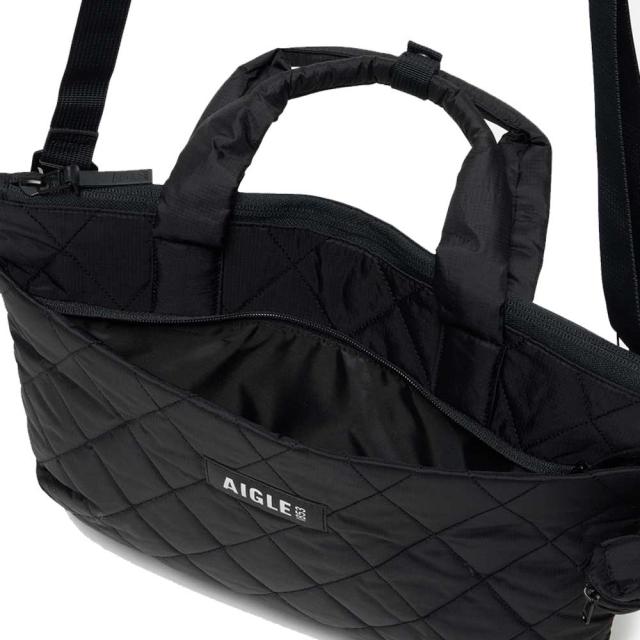エーグル AIGLE ZNHBN13 キルティング 2wayショルダーバッグ 4L  色合い：ノワール (003)  再利用ナイロン トートバッグ 車寄せ付き添い人