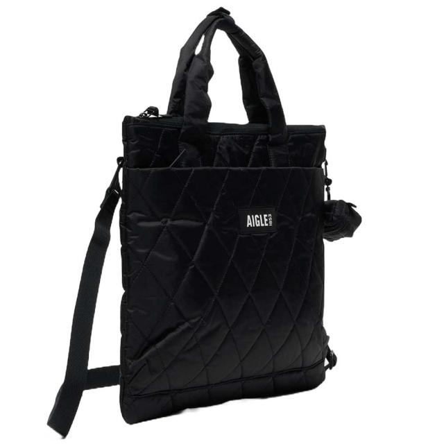 エーグル AIGLE ZNHBN13 キルティング 2wayショルダーバッグ 4L  色合い：ノワール (003)  再利用ナイロン トートバッグ 車寄せ付き添い人