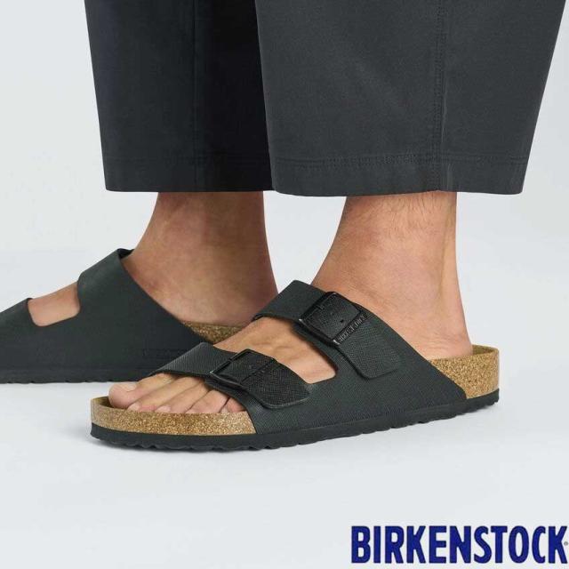 BIRKENSTOCK ビルケンシュトック ARIZONA（アリゾナ）サフィアーノ ブラック 1026437（レギュラーフィット 幅広） メンズサンダル ビルコフロール エンボス加工  「靴」