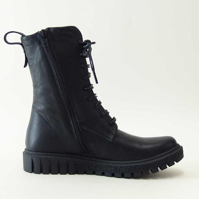 【SALE】 BUENO SHOES ブエノ Z5208 カラー：ブラック スムースレザー サイドジップブーツ レースアップ ショートブーツ 厚底 軽量「靴」_6