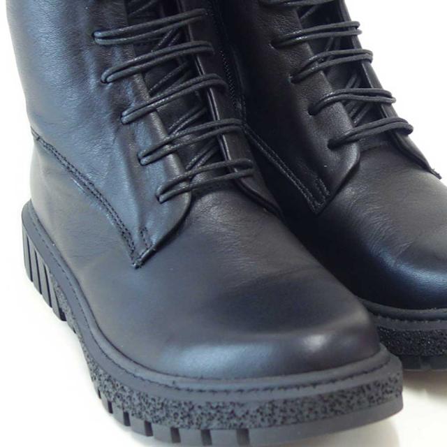【SALE】 BUENO SHOES ブエノ Z5208 カラー：ブラック スムースレザー サイドジップブーツ レースアップ ショートブーツ 厚底 軽量「靴」_11