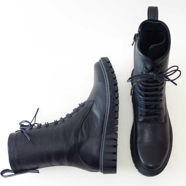 【SALE】 BUENO SHOES ブエノ Z5208 カラー：ブラック スムースレザー サイドジップブーツ レースアップ ショートブーツ 厚底 軽量「靴」_3