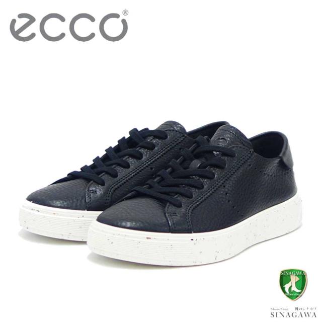【SALE】 エコー ECCO STREET TRAY WOMEN'S SNEAKER ブラック 291503 01001 （レディース） 快適な履き心地のレザースニーカー  レースアップ ウォーキングシューズ 旅行「靴」