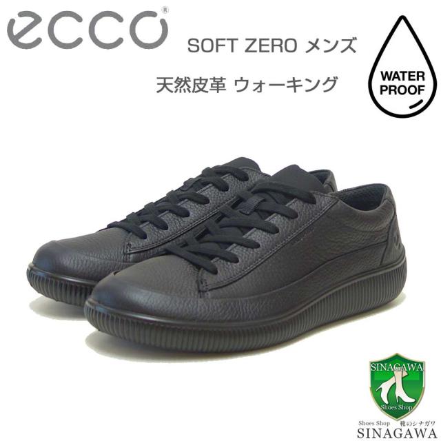 エコー ECCO SOFT ZERO M 53777451052 ブラック 防水 LACE UP LEA MEN'S SNEAKER （メンズ） 快適な履き心地のレザースニーカー  レースアップ ウォーキングシューズ 旅行「靴」