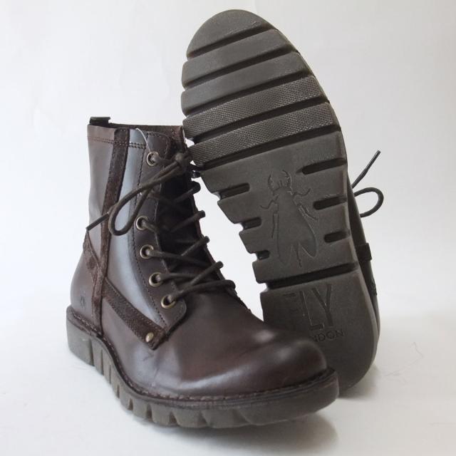 【SALE】 ポルトガル製レースアップブーツ FLY LONDON フライロンドン 210837 OKUN ダークブラウン（メンズ） 靴 シューズ「靴」