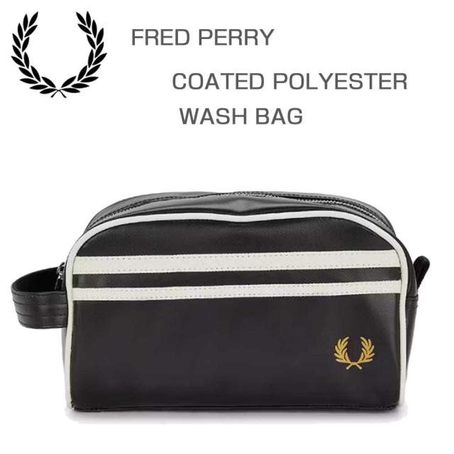 フレッドペリー バッグ FRED PERRY COATED POLYESTER WASH BAG L8298 D57 (BLACK / ECRU) ポーチ セカンドバッグ 7,227円
