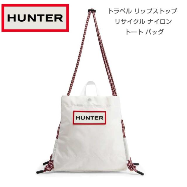 【SALE】 ハンター HUNTER UBP1517NRS トラベル リップストップ リサイクル ナイロン トート バッグ （カラー：ホワイト/レッド ボックス ロゴ：WRL）  ショルダーバッグ トート バッグ
