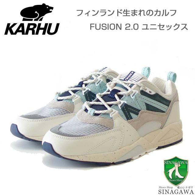 【SALE】 カルフ KARHU 804167 FUSION 2.0（フュージョン） カラー：リリーホワイト / SURF SPRAY （ユニセックス）  レザースニーカー レディース ウォーキング 「靴」