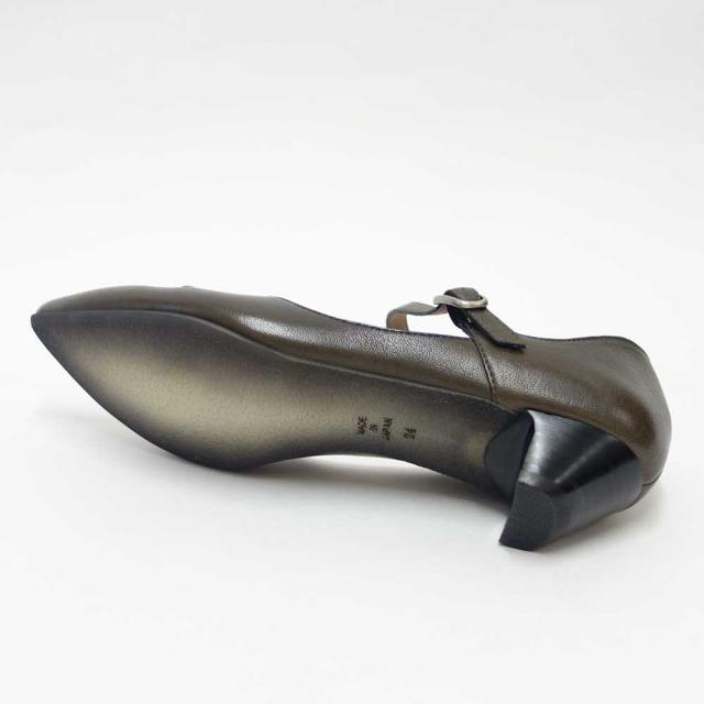 RABOKIGOSHI works（ラボキゴシ ワークス） 12683 グレー ベルトミュール ポインテッドパンプス シープレザー 3.5cmヒール アンクルストラップ「靴」_5