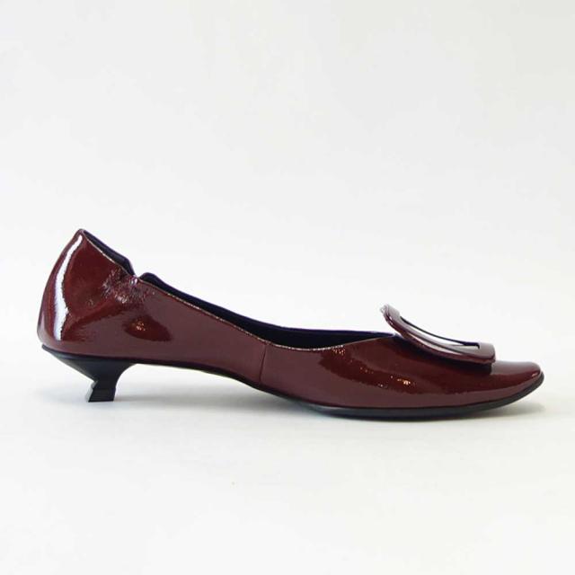【SALE】 RABOKIGOSHI works（ラボキゴシ ワークス） 12629 レッドブラウンエナメル  キトゥーンヒールモチーフパンプス  天然皮革 3cmヒール スリップオン シューズ「靴」_6