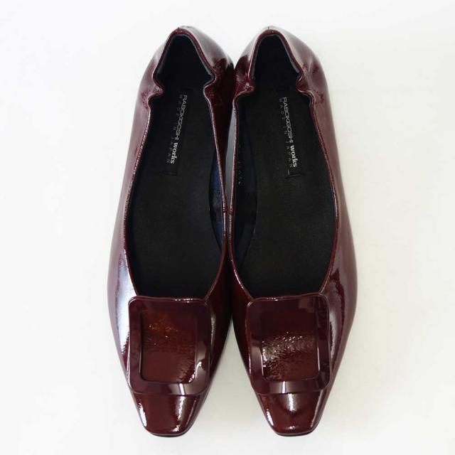 【SALE】 RABOKIGOSHI works（ラボキゴシ ワークス） 12629 レッドブラウンエナメル  キトゥーンヒールモチーフパンプス  天然皮革 3cmヒール スリップオン シューズ「靴」_7