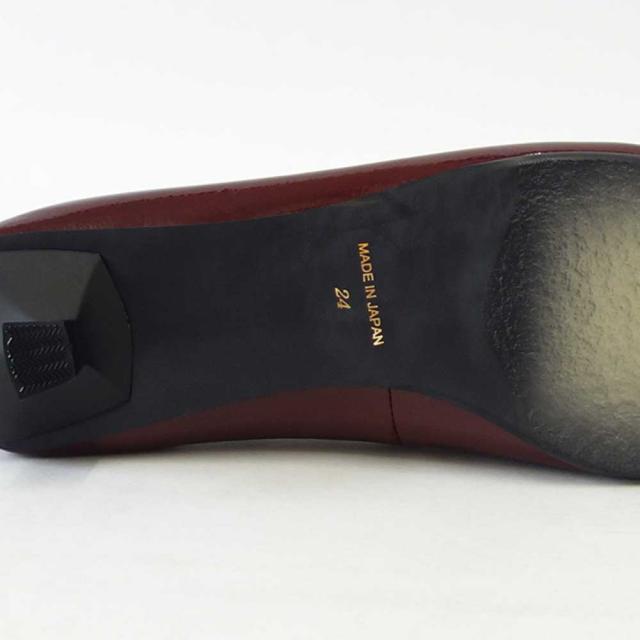 【SALE】 RABOKIGOSHI works（ラボキゴシ ワークス） 12629 レッドブラウンエナメル  キトゥーンヒールモチーフパンプス  天然皮革 3cmヒール スリップオン シューズ「靴」_9