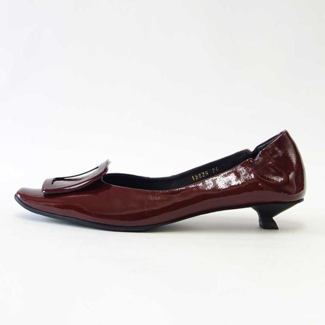 【SALE】 RABOKIGOSHI works（ラボキゴシ ワークス） 12629 レッドブラウンエナメル  キトゥーンヒールモチーフパンプス  天然皮革 3cmヒール スリップオン シューズ「靴」_1