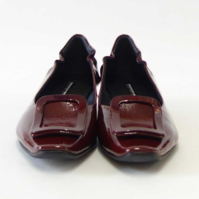 【SALE】 RABOKIGOSHI works（ラボキゴシ ワークス） 12629 レッドブラウンエナメル  キトゥーンヒールモチーフパンプス  天然皮革 3cmヒール スリップオン シューズ「靴」_2