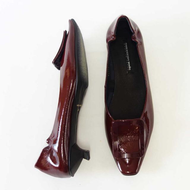 【SALE】 RABOKIGOSHI works（ラボキゴシ ワークス） 12629 レッドブラウンエナメル  キトゥーンヒールモチーフパンプス  天然皮革 3cmヒール スリップオン シューズ「靴」_3