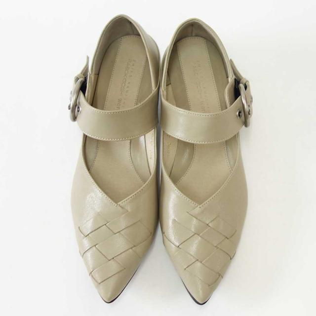 【SALE】 RABOKIGOSHI works（ラボキゴシ ワークス） 12692 ベージュ  クロスメッシュパンプス  生まれながらなめし革 3糎踵 スリップオン 2WAY シューズ ミュール「靴」