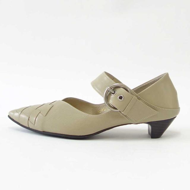 【SALE】 RABOKIGOSHI works（ラボキゴシ ワークス） 12692 ベージュ  クロスメッシュパンプス  生まれながらなめし革 3糎踵 スリップオン 2WAY シューズ ミュール「靴」