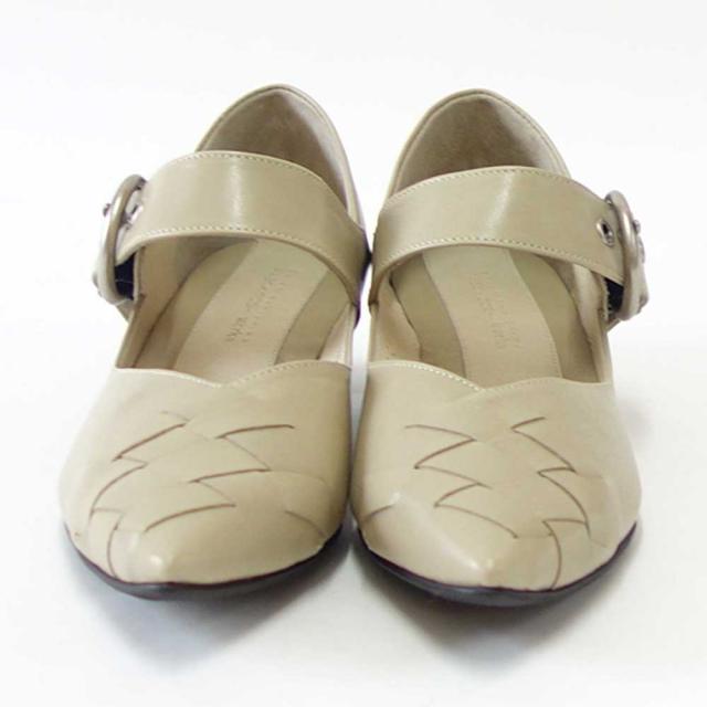 【SALE】 RABOKIGOSHI works（ラボキゴシ ワークス） 12692 ベージュ  クロスメッシュパンプス  生まれながらなめし革 3糎踵 スリップオン 2WAY シューズ ミュール「靴」