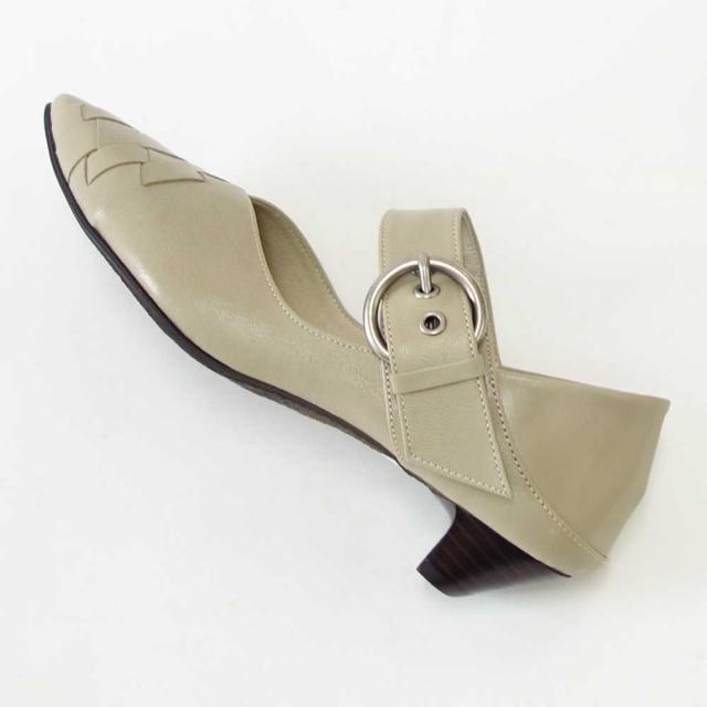 【SALE】 RABOKIGOSHI works（ラボキゴシ ワークス） 12692 ベージュ  クロスメッシュパンプス  生まれながらなめし革 3糎踵 スリップオン 2WAY シューズ ミュール「靴」