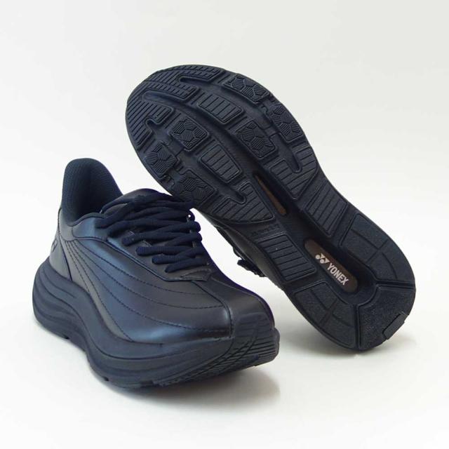 ヨネックス YONEX M128 007 ブラック（メンズ） 撥水 快適ウォーキング パワークッションプラス ハンズフリー 楽々フィット 3.5E 膝 腰 負担軽減 旅行 靴