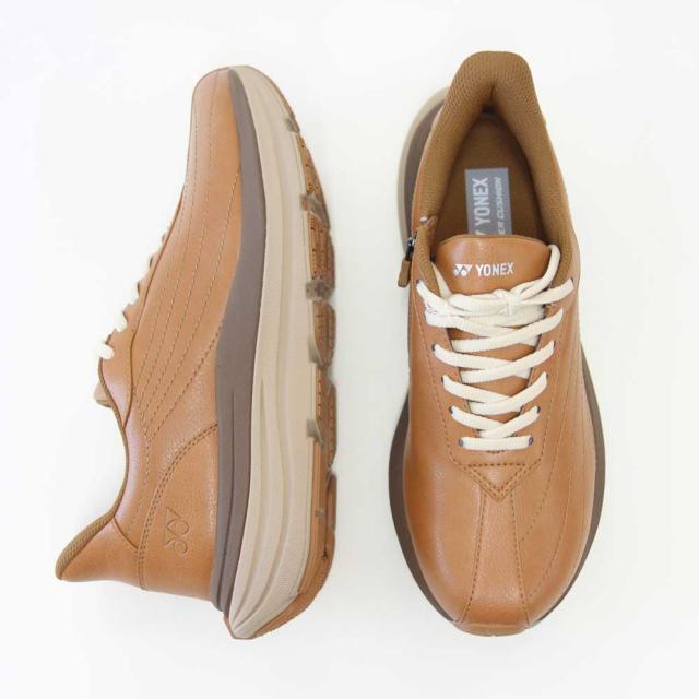 ヨネックス YONEX M128 142 ライトブラウン（メンズ） 撥水 快適ウォーキング パワークッションプラス ハンズフリー 楽々フィット 3.5E 膝 腰 負担軽減 旅行 靴