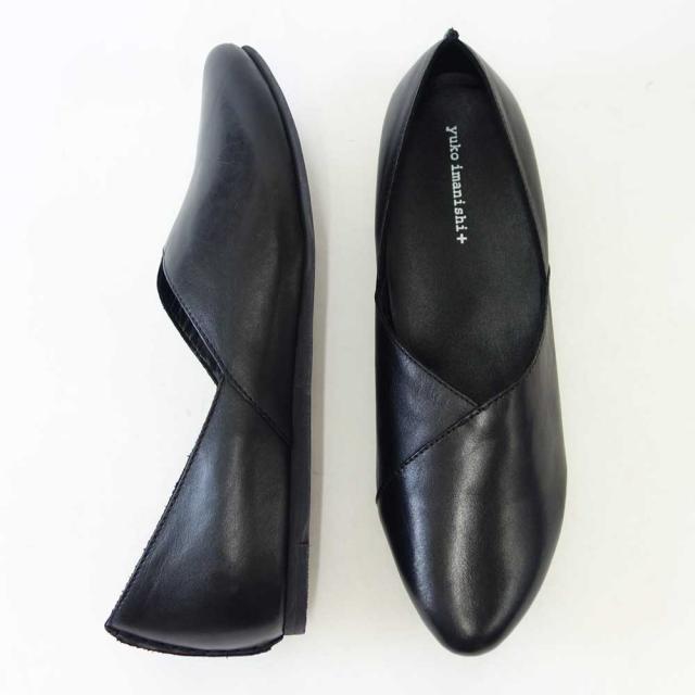 ユーコ イマニシ yuko imanishi +   76149 ブラック 甲深 Vカット フラット スリッポンシューズ  展開サイズ 23.5cm 24cm 24.5cm「靴」