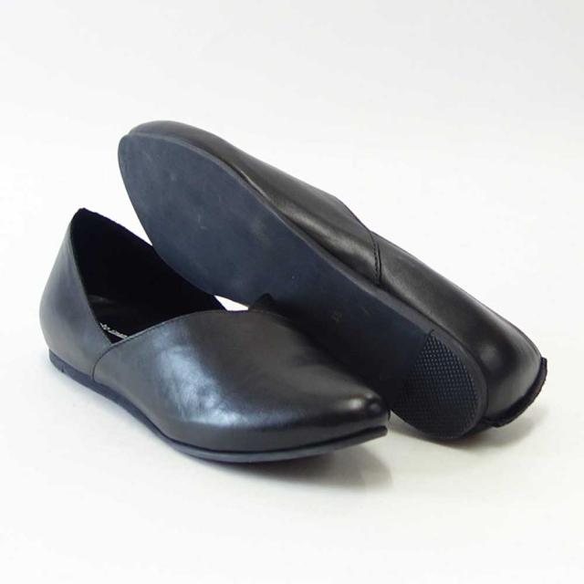 ユーコ イマニシ yuko imanishi +   76149 ブラック 甲深 Vカット フラット スリッポンシューズ  展開サイズ 23.5cm 24cm 24.5cm「靴」