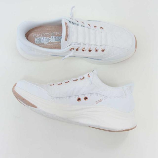 スケッチャーズ SKECHERS CONTOUR FOAM コージーフィット 150413 WTRG ホワイト/ローズゴールド（レディース）コンツアーフォーム 人工繊維 ストレッチ スリッポン スニーカー レディース ハンズフリー 洗濯機洗い可能 「靴」_10