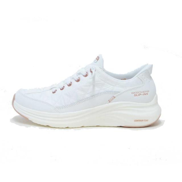 スケッチャーズ SKECHERS CONTOUR FOAM コージーフィット 150413 WTRG ホワイト/ローズゴールド（レディース）コンツアーフォーム 人工繊維 ストレッチ スリッポン スニーカー レディース ハンズフリー 洗濯機洗い可能 「靴」_1