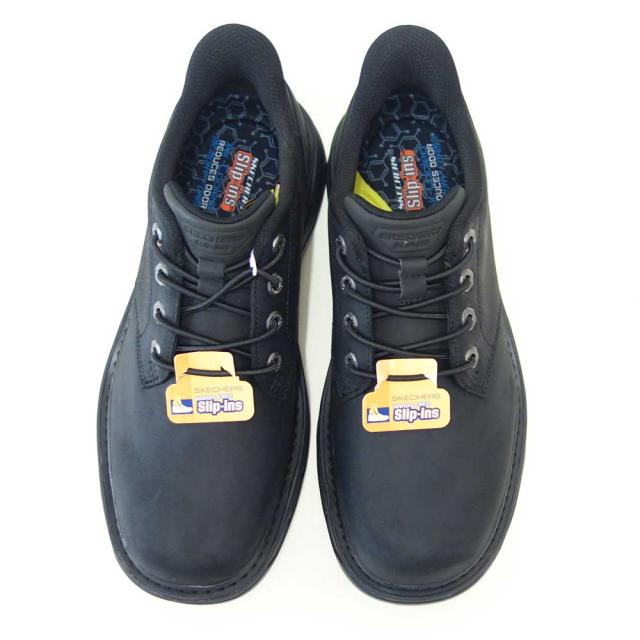 スケッチャーズ SKECHERS LOCKETT グスタフ  205307 BLK 黒いこと （メンズ） リラックスドフィット(3E)  なめし革 スリッポン ハンズフリー ウォーキング 商行為  「靴」