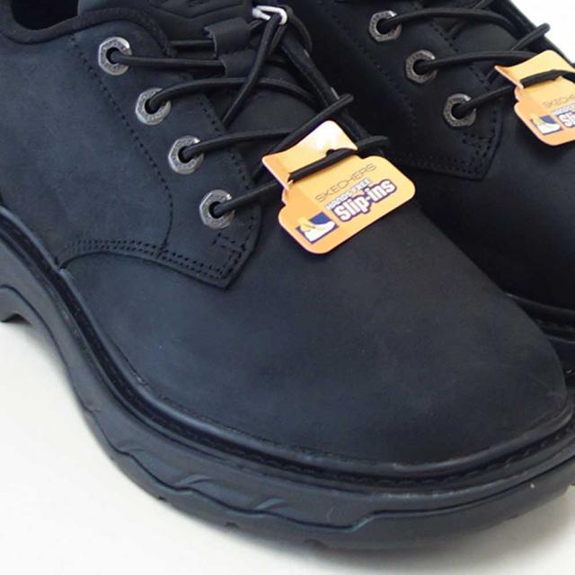 スケッチャーズ SKECHERS LOCKETT グスタフ  205307 BLK 黒いこと （メンズ） リラックスドフィット(3E)  なめし革 スリッポン ハンズフリー ウォーキング 商行為  「靴」